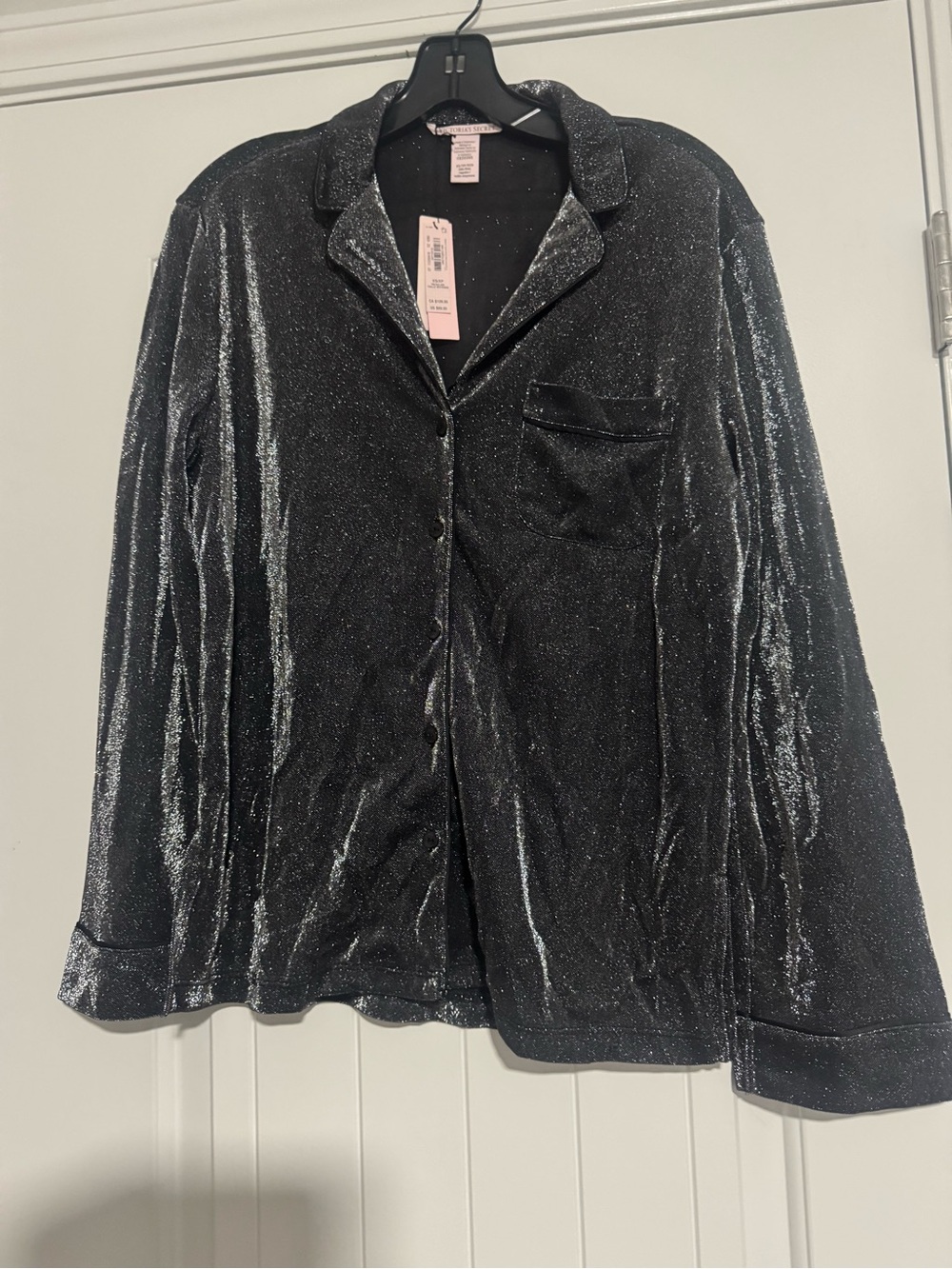 Victoria's Secret Black Sparkle Velvet Pajama Top